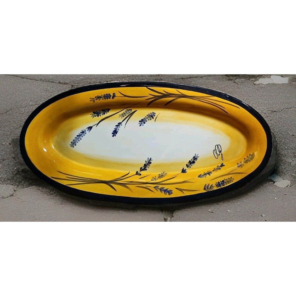 Pfaltzgraff Villa Della Luna Yellow Lavender Oval Platter 19in 540 909 00